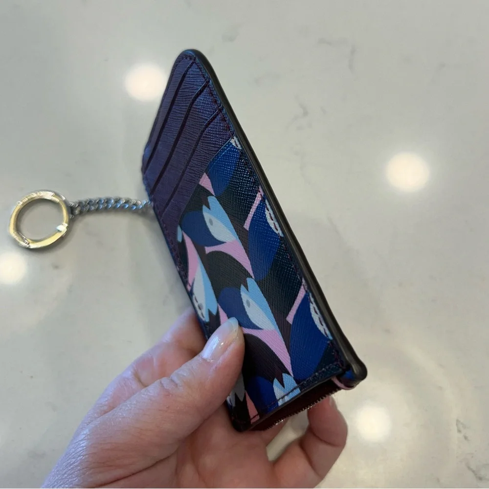 Kate Spade Geo Birds Leather Card Holder Key Ring